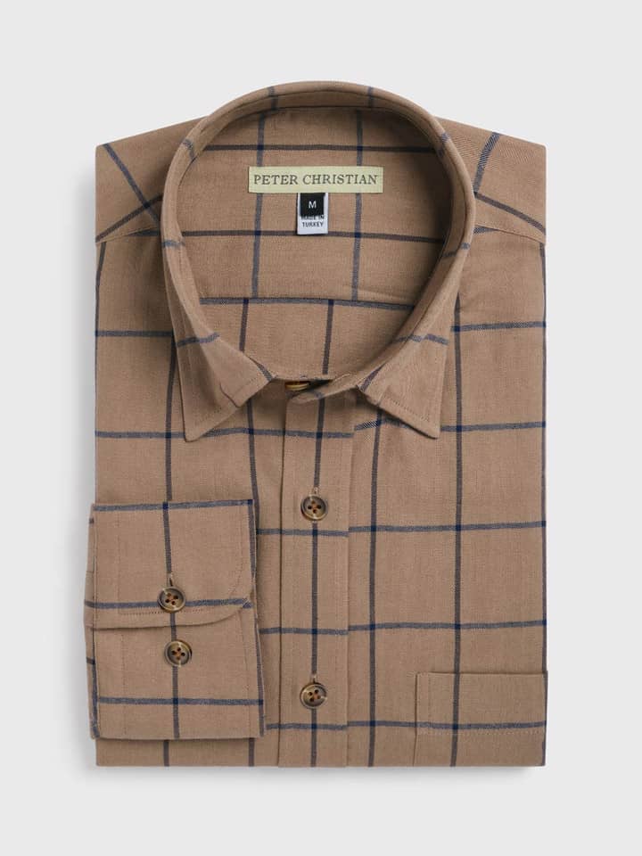 Tobacco Windowpane Check Shirt