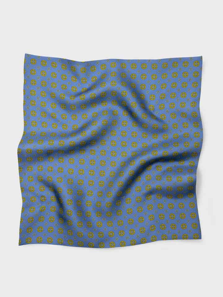 Blue Foulard Pocket Square Flat