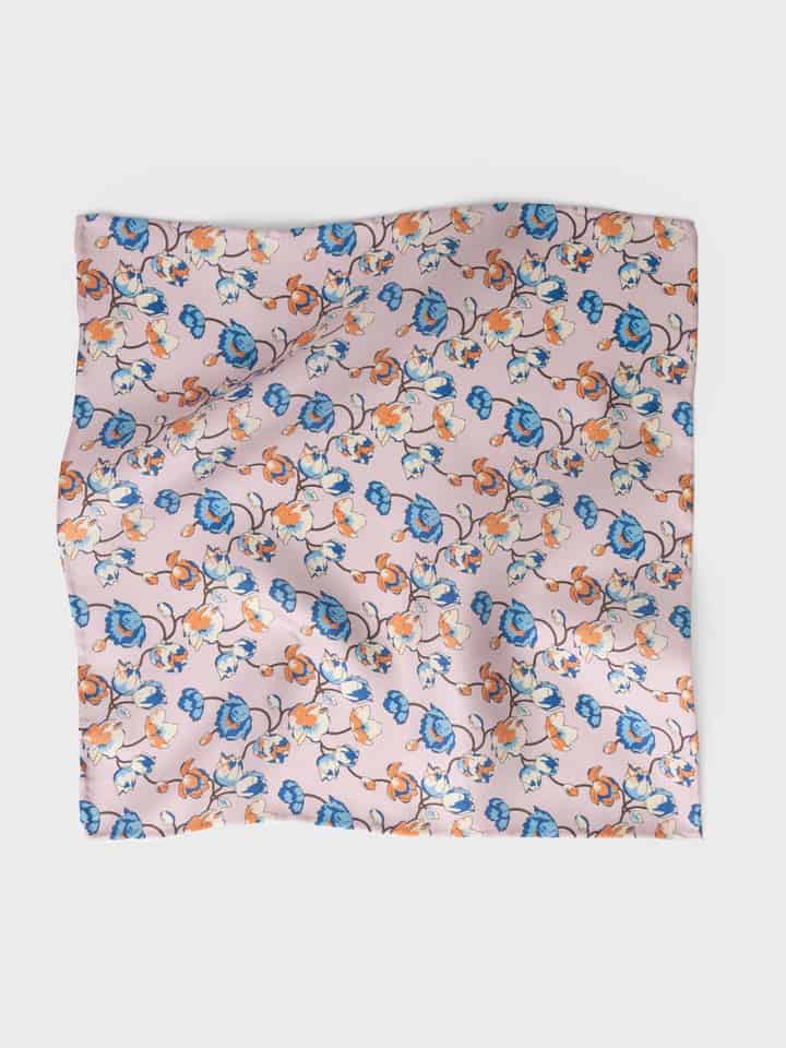 Pale Yellow Floral Silk Pocket Square