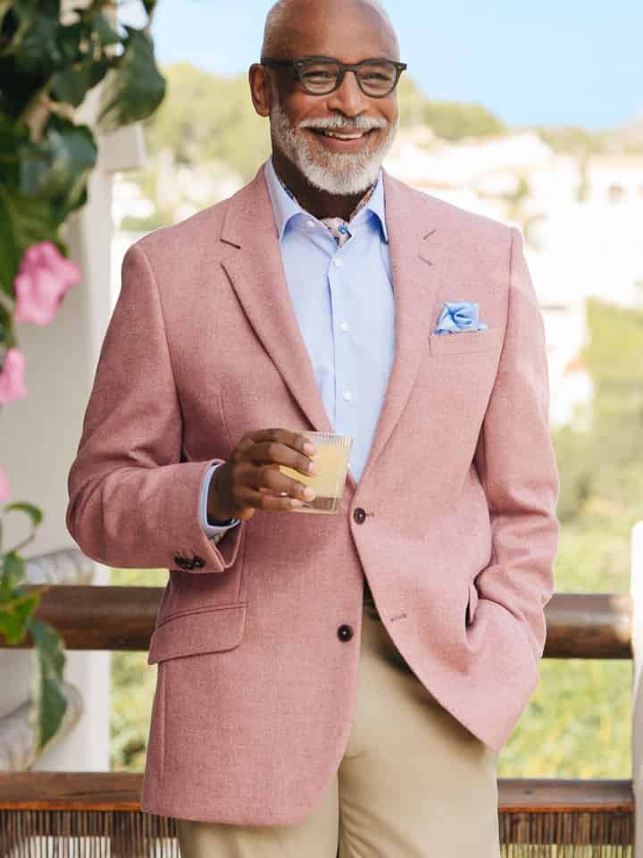 Mens Rosewood Lightweight Tweed Jacket Front on Model