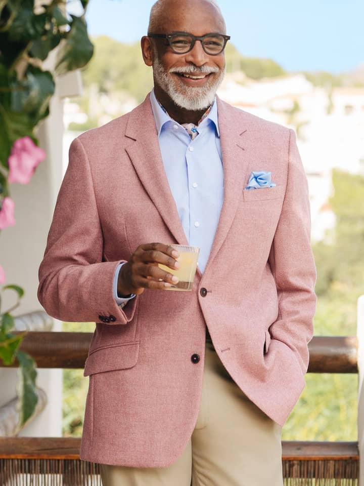 Mens Rosewood Lightweight Tweed Jacket Front on Model