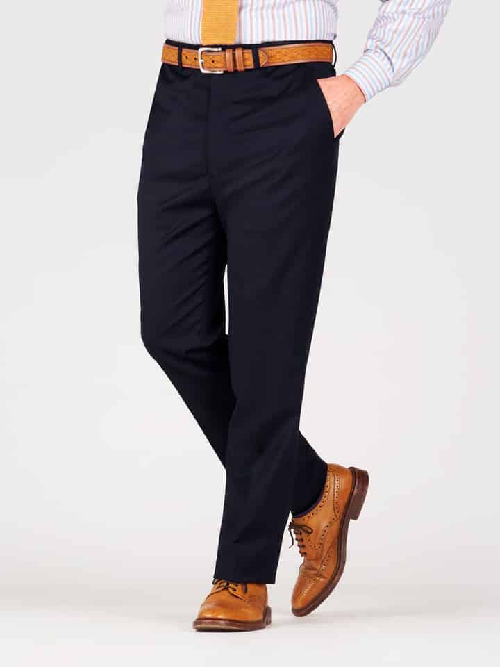 Mens Voyager Navy Lounge Suit Trousers Model Front