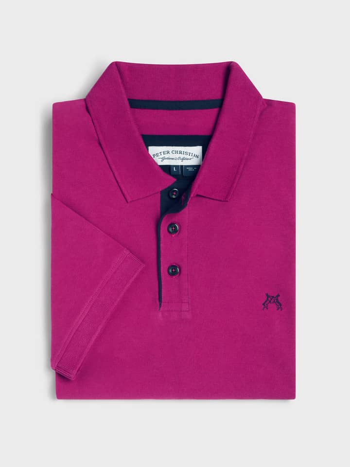 Mens Magenta Polo Shirt Folded
