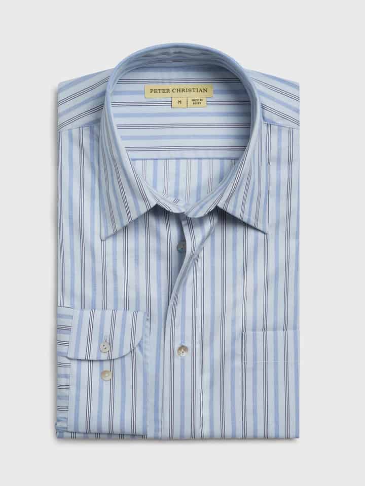 Blue and Navy Egyptian Cotton Long Sleeve Shirt
