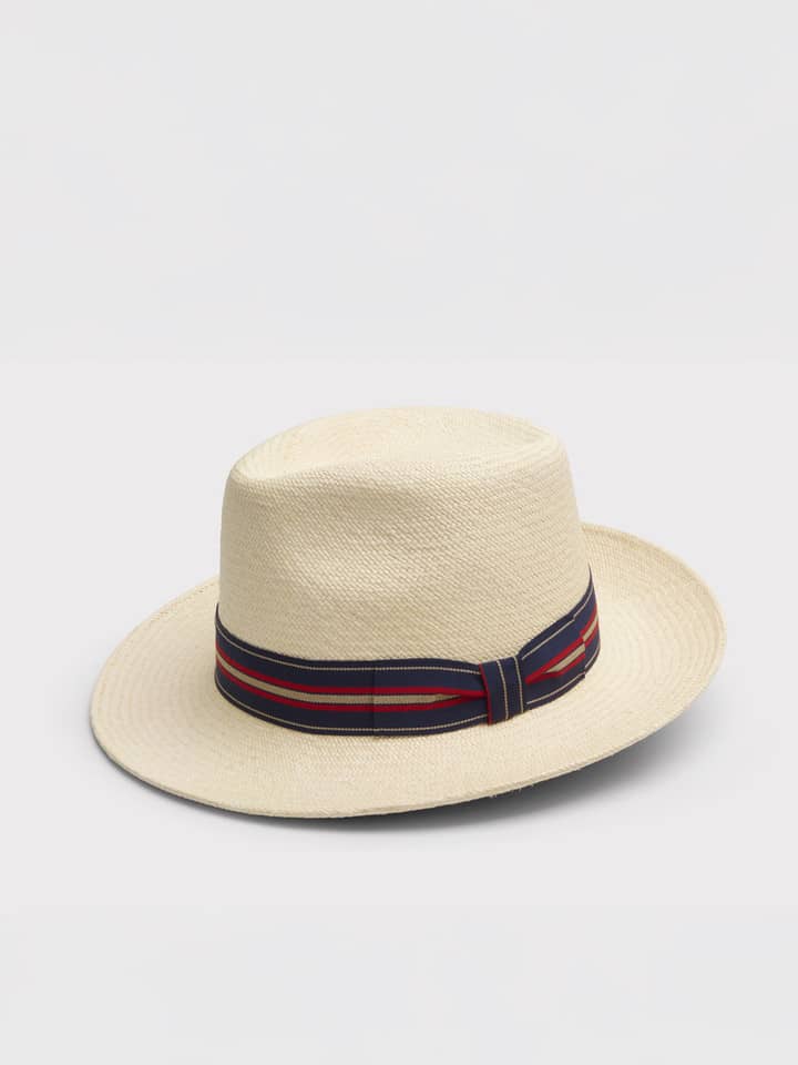 Natural Regimental Panama Hat Side