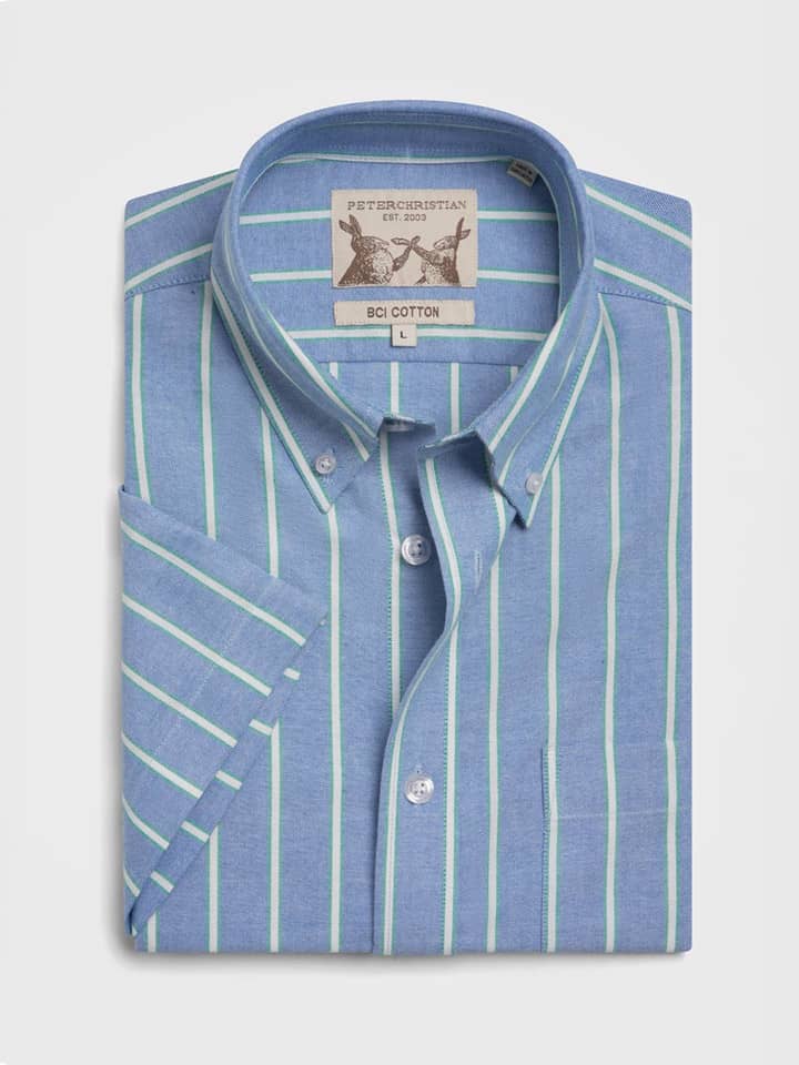 Blue-Green Stripe Oxford Shirt