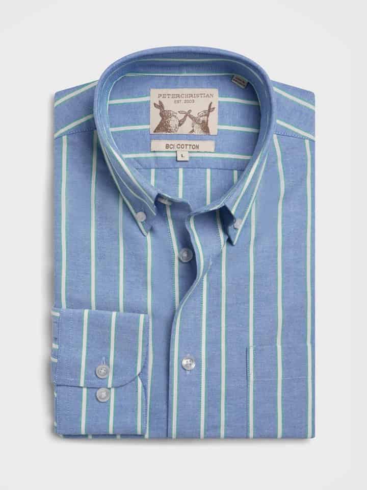 Blue and Green Oxford Shirt Long Sleeve
