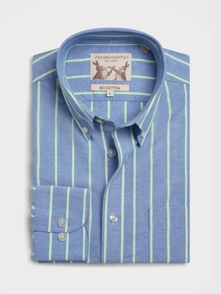 Blue and Green Oxford Shirt Long Sleeve