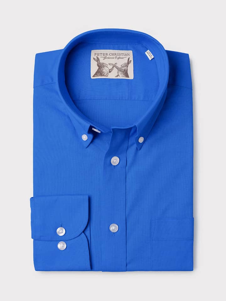 Men's Cobalt Blue Long Sleeve Oxford Shirt