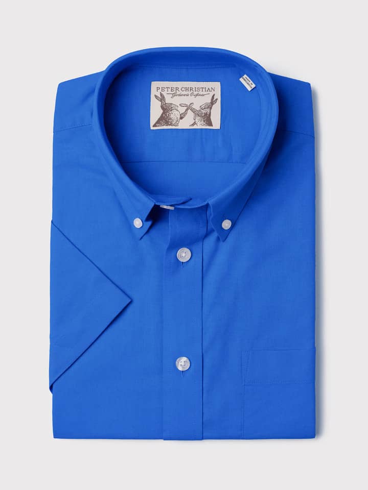 Men's Cobalt Blue Short Sleeve Oxford Shirt