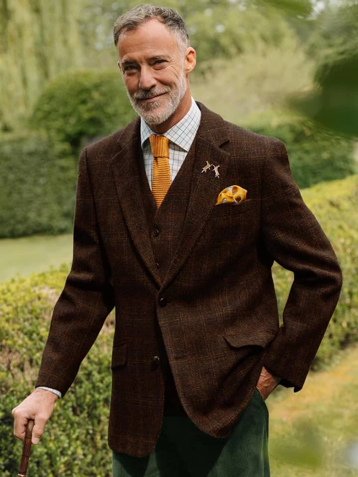 Mens Autumn Harris Tweed® 2 Piece Jacket & Waistcoat on Model