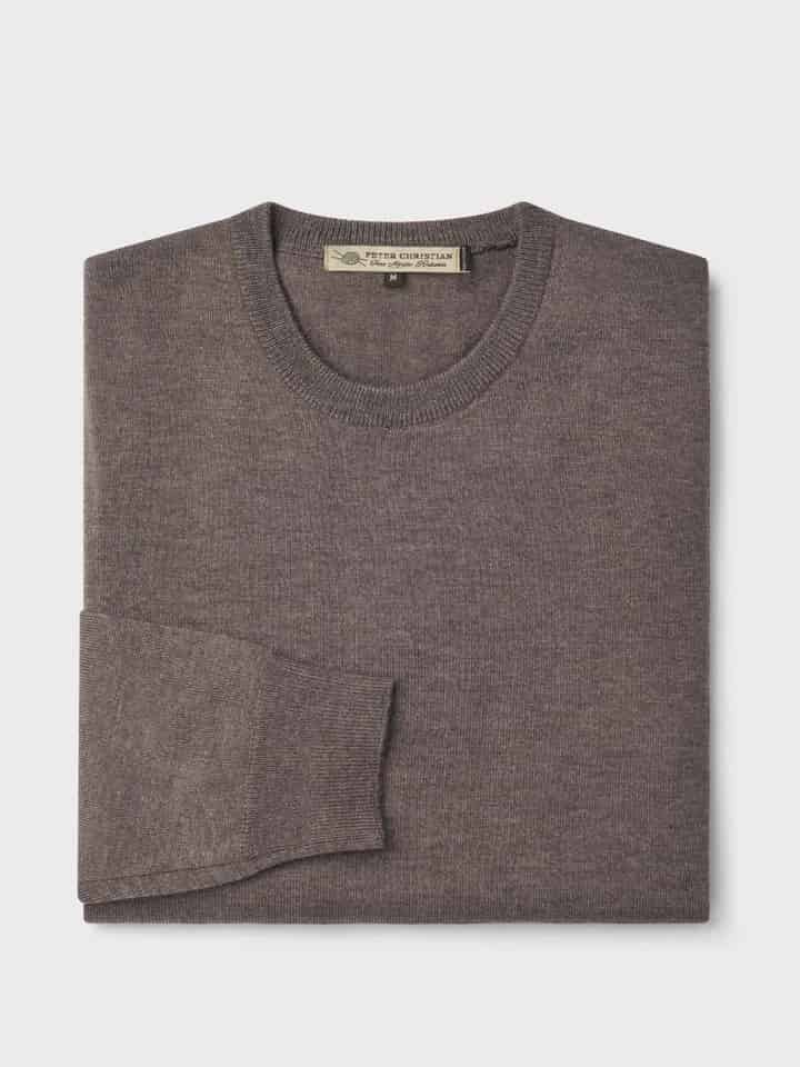 Mens Truffle Merino Crew Neck Jumper Folded