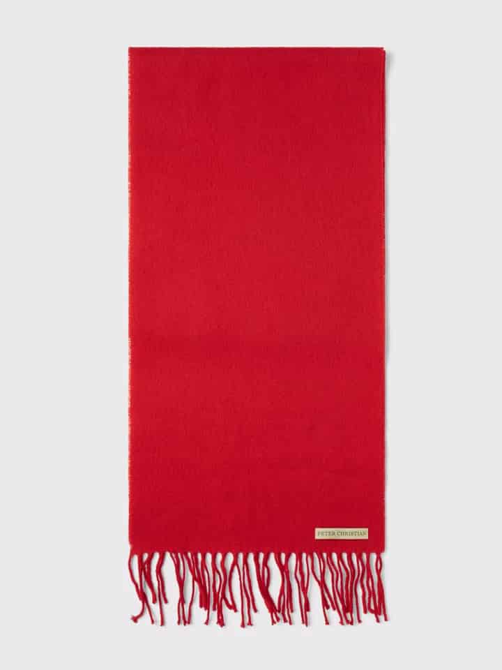 Mens Red 100% Lambswool Scarf