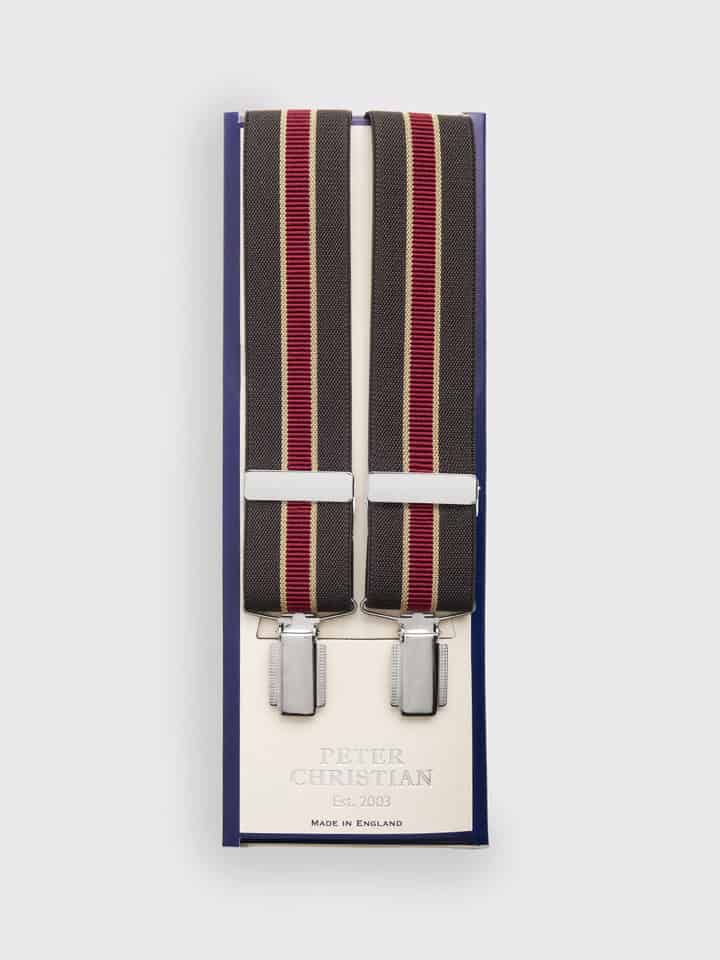 Green and Burgundy Stripe Braces Box
