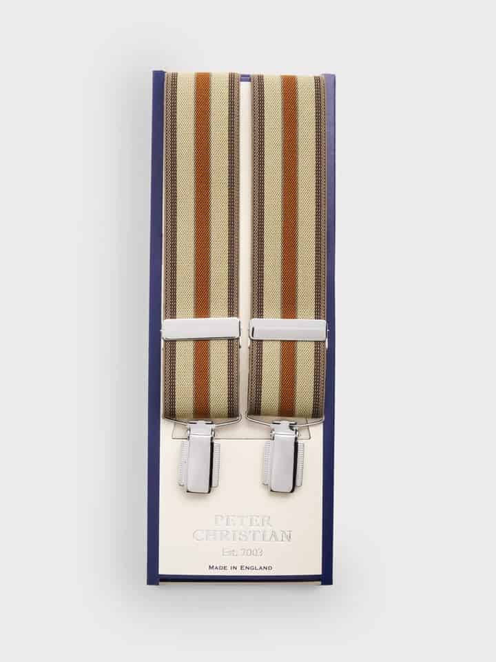 Mens Striped Braces Sand-Tan Box