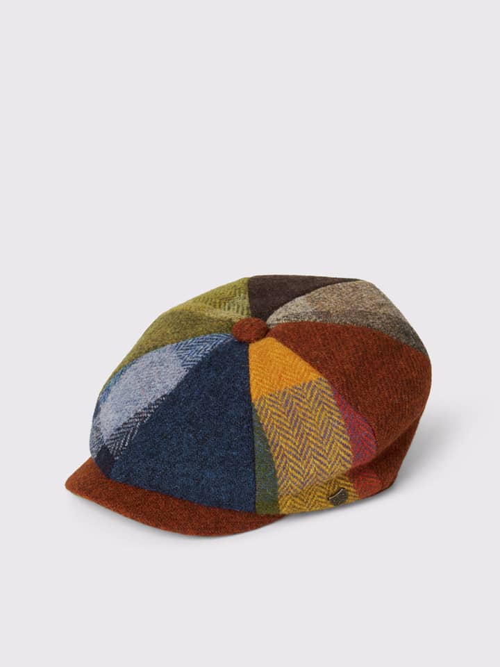 Mens Multicoloured Harris Tweed® Baker Boy Cap