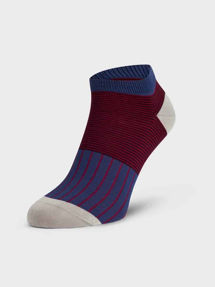 Navy Oxford Stripe Trainer Socks
