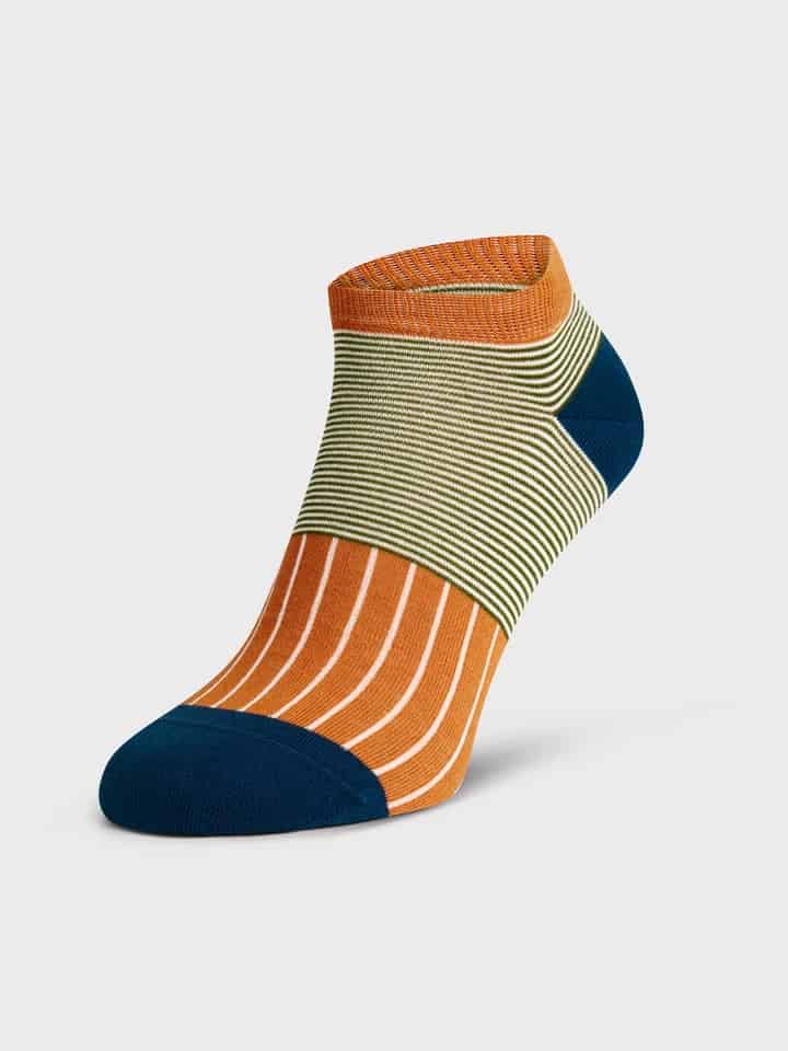 Orange Oxford Stripe Trainer Socks