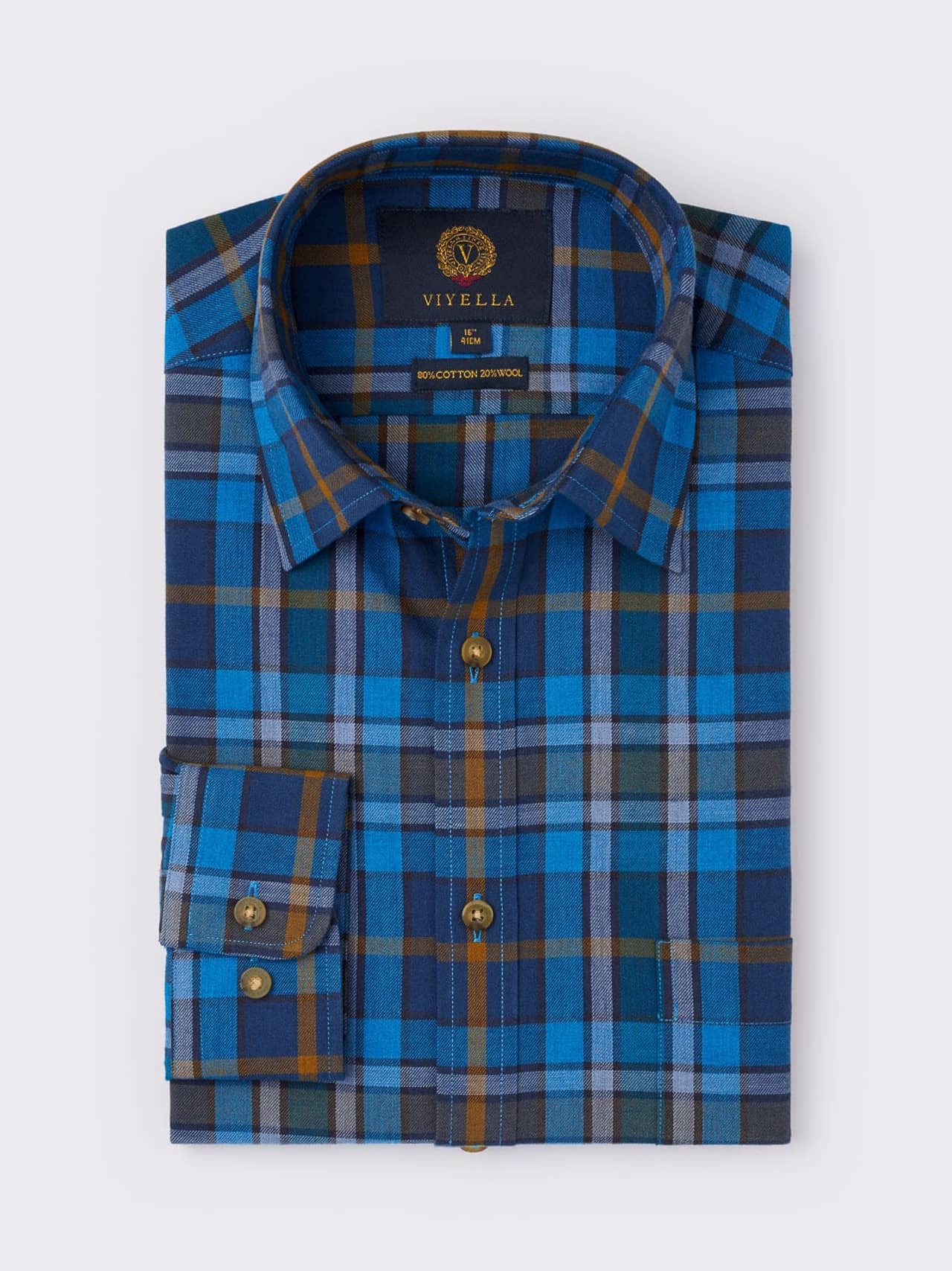 Blue Viyella Wool & Cotton Shirt