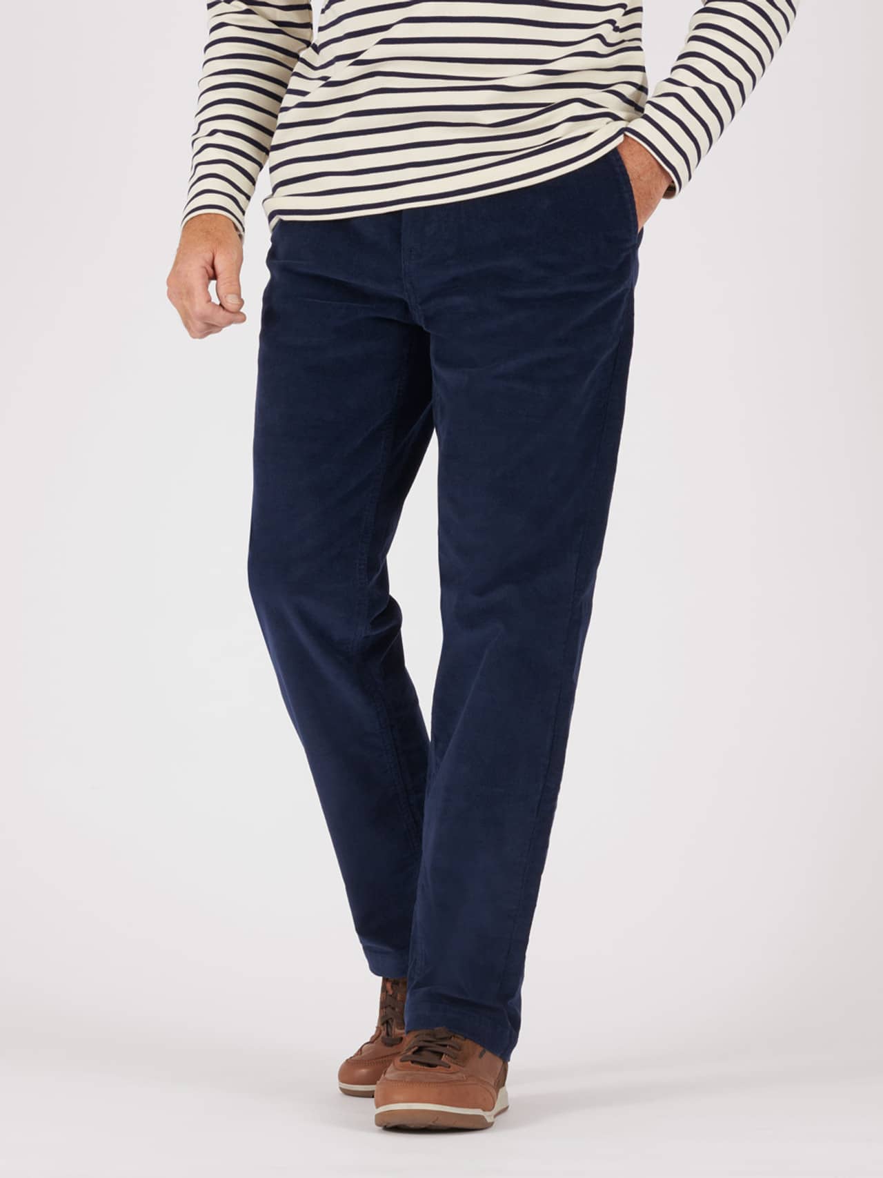 Navy Blue Corduroy Drawstring Waist Pants
